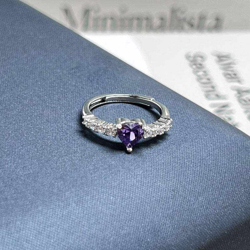 Purple Rhinestone Open Ring – Adjustable Sweet & Cool Statement