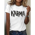 Women's Karma Print Short Sleeve Round Neck Casual Graphic T-Shirt - Image 5