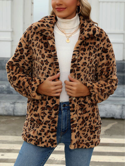 Women's Red Drop Shoulder Fuzzy Button-Up Jacket