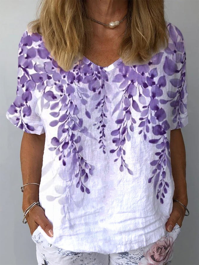Artistic Retro Floral Print Pullover Top – Chinese Style Blouse