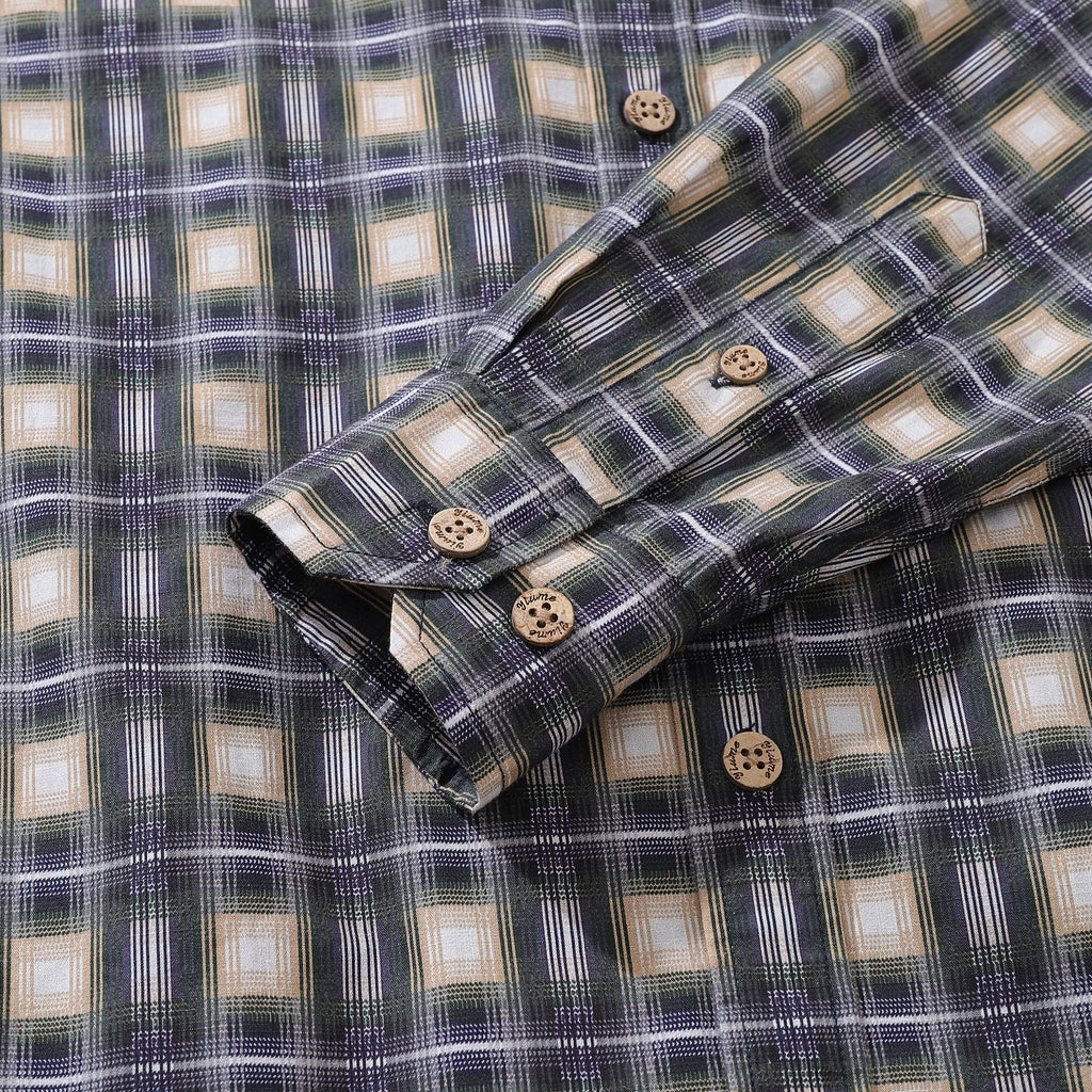 Men's Urban Sophistication Plaid Cotton Long Sleeve Shirt