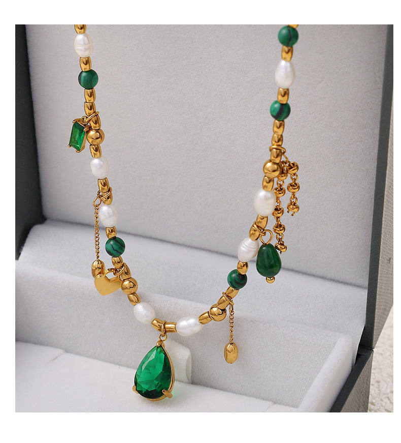 French-style Hong Kong-style Imperial-style Instagram-inspired Minimalist Luxury Design, Noble Feeling, Zircon, Natural Pearl, Exquisite Necklace, Collar Chain Necklace