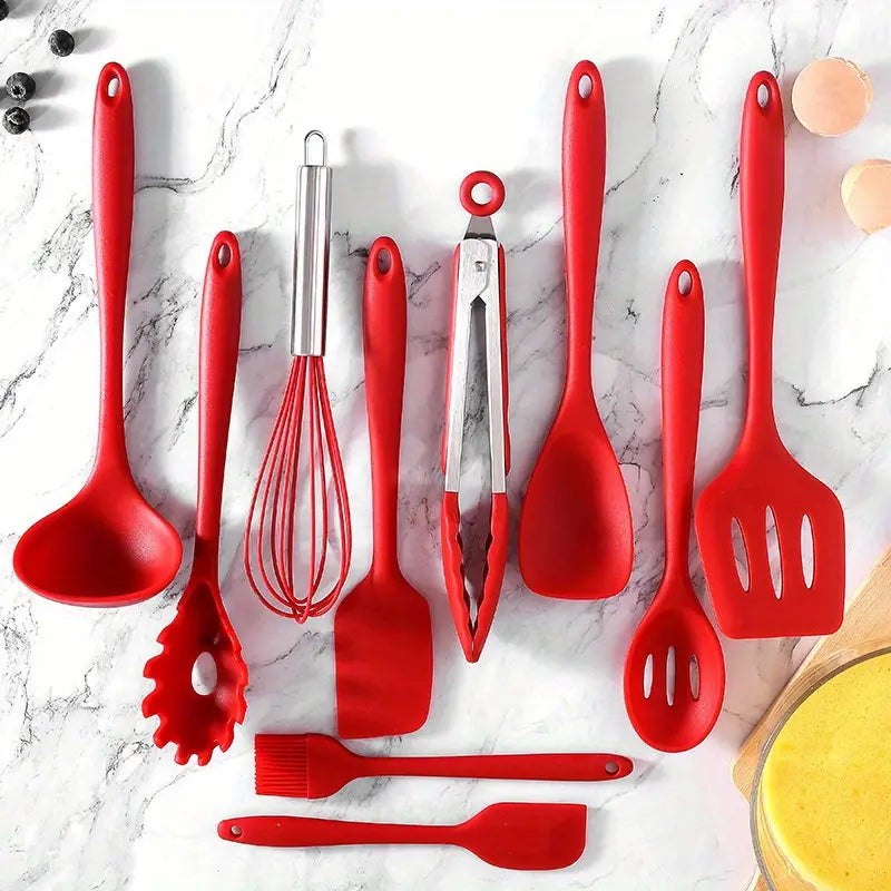 10-Piece Heat-Resistant Silicone and Nylon Kitchen Utensil Set