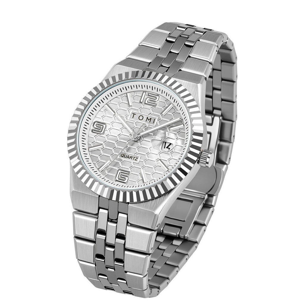 Minimalist Men's Quartz Wristwatch with Classic Silver Finish