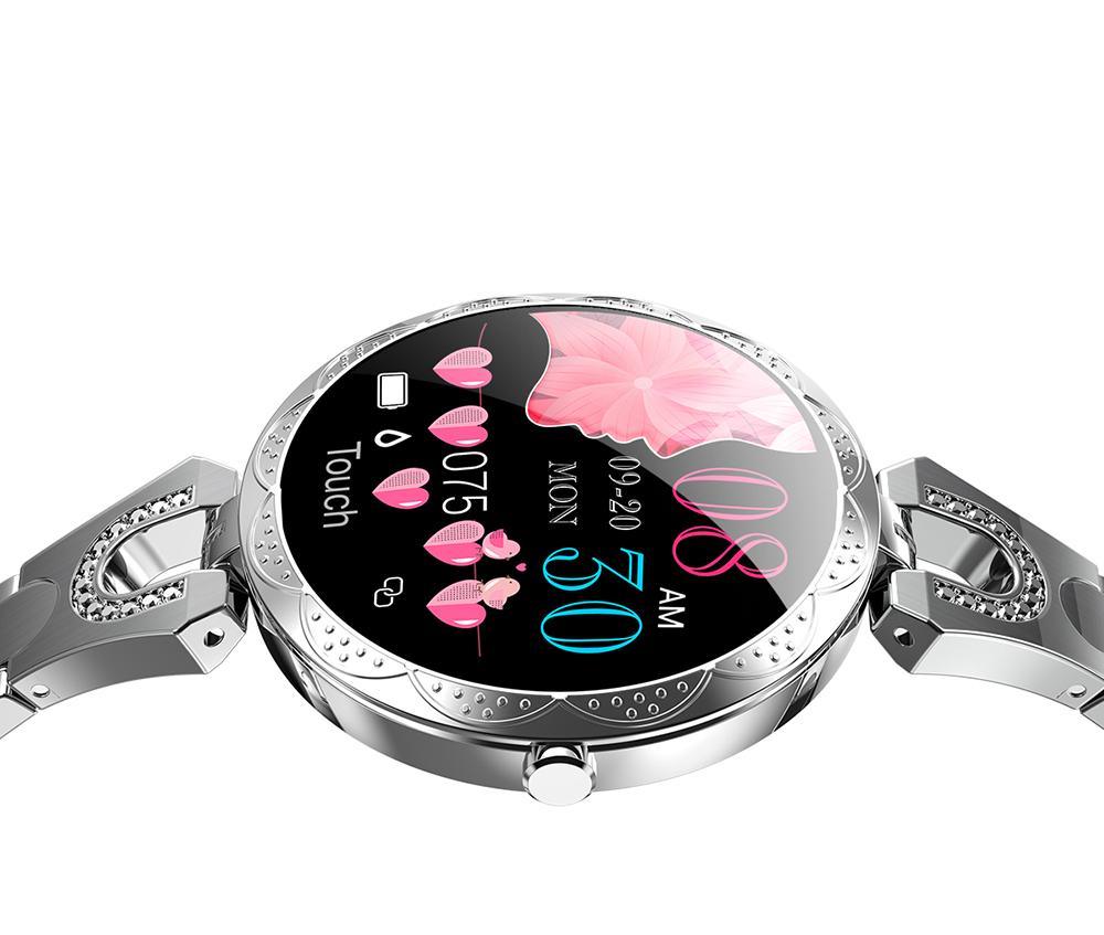 Women's Rose-Gold Waterproof Smart Watch with HD Touch Display