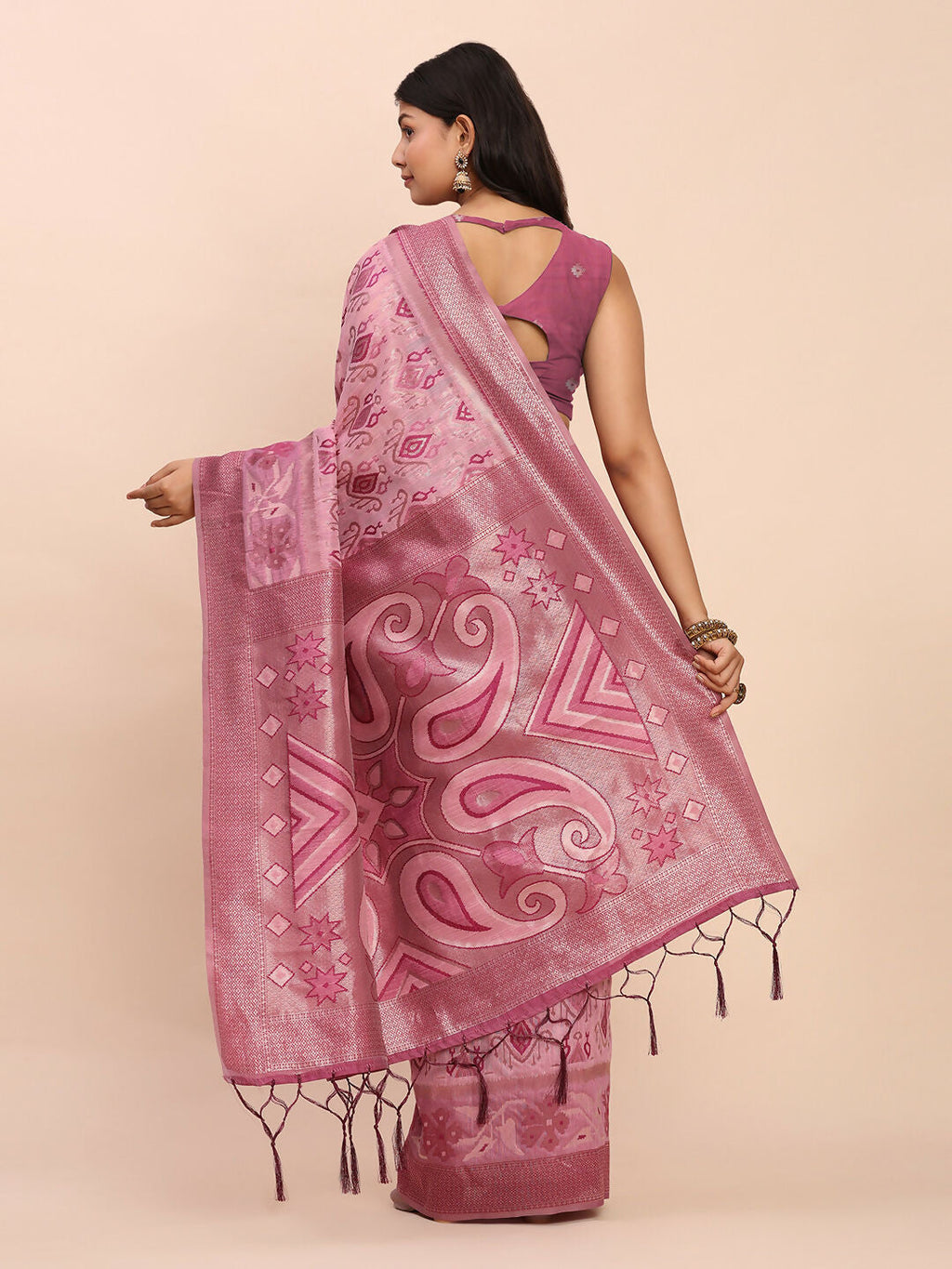 Shree Shyam Fashion Linen Cotton Light Pink Saree