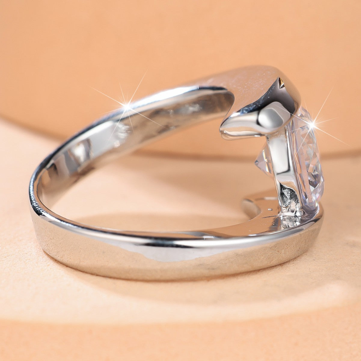 Minimalist High-end Double-band Diamond-inlaid Ring Decorative Ring