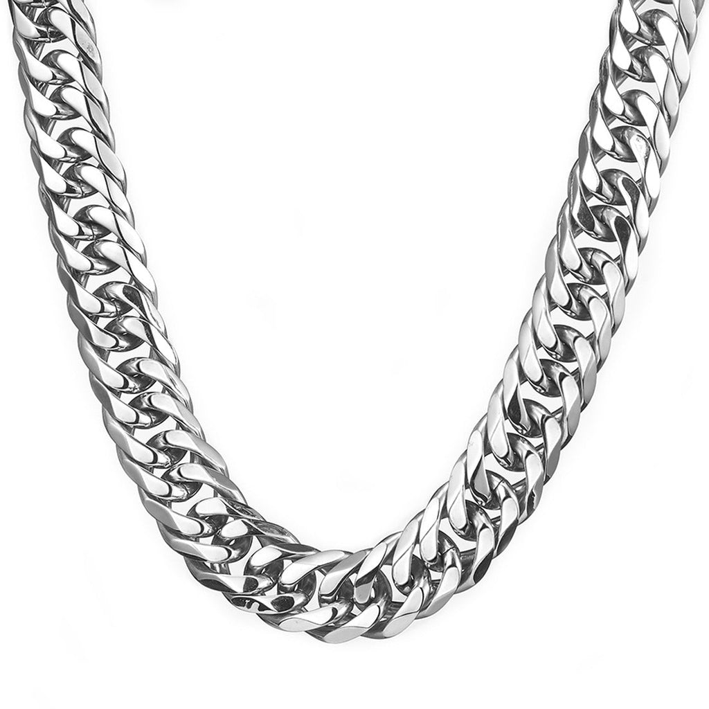 Extra-wide Mens Silver Stainless Steel Titanium Double-clasp Jewelry Buckle Necklace And Bracelet