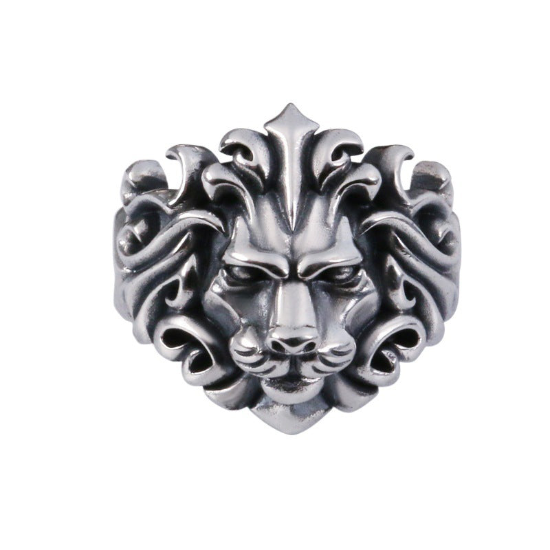 Majestic Lion Silver-Plated Adjustable Mens Ring