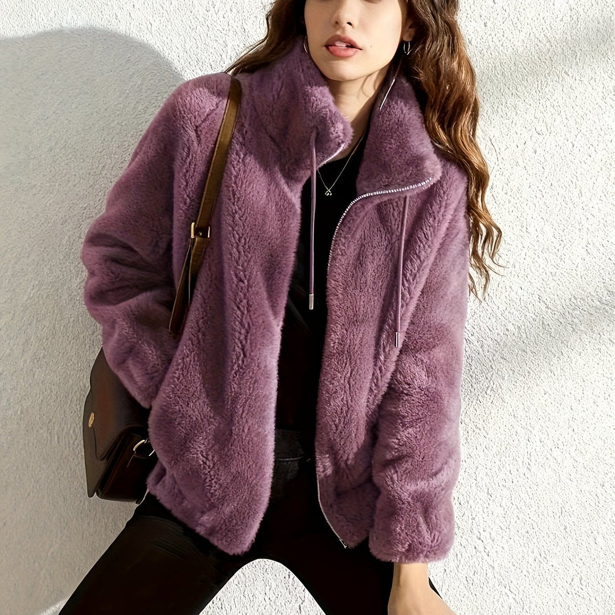 Plus Size Coral Velvet Furry Fleece Jacket