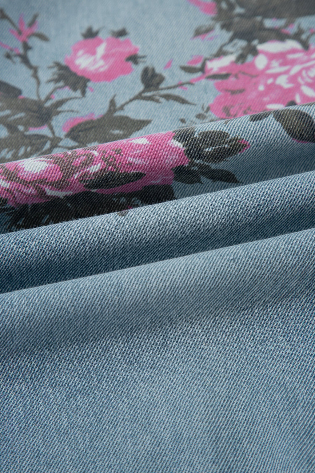 Esme Floral Print Bootcut Jeans in Light Blue & Pink