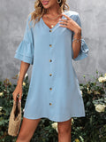 Ruffled V-Neck Mini Dress