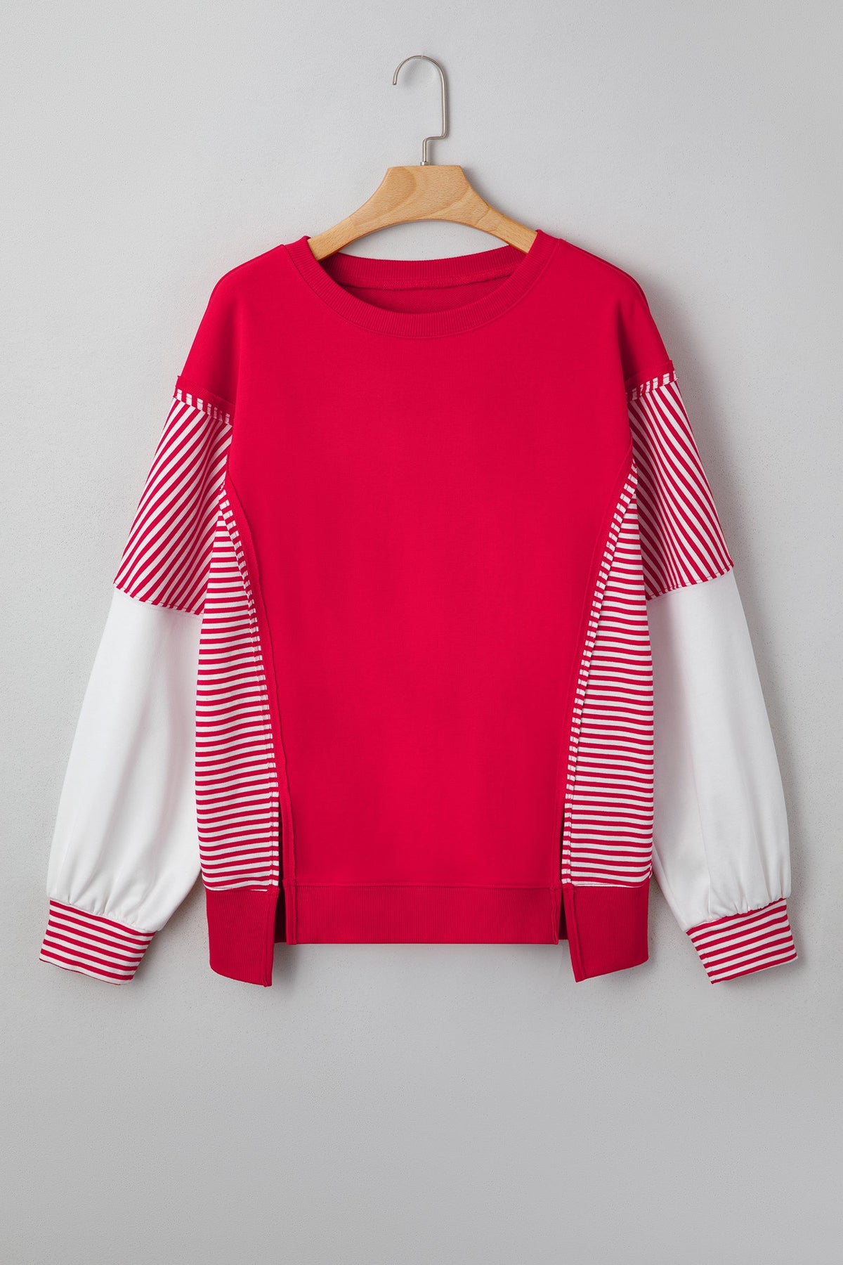 Stripe Patchwork Long Sleeve Colorblock Sweatshirt