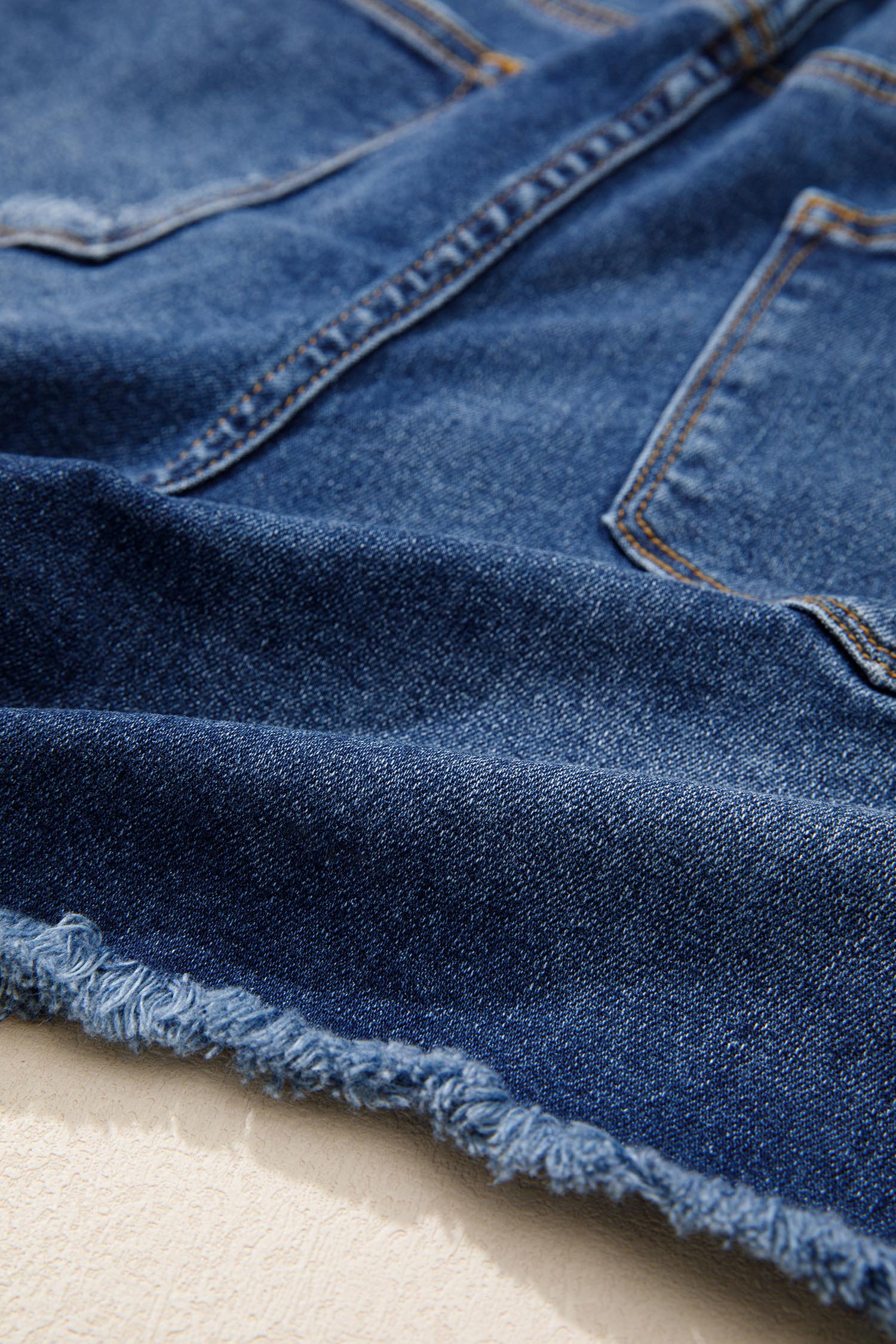 Holland High-Waist Distressed Denim Shorts with Whiskery Detail