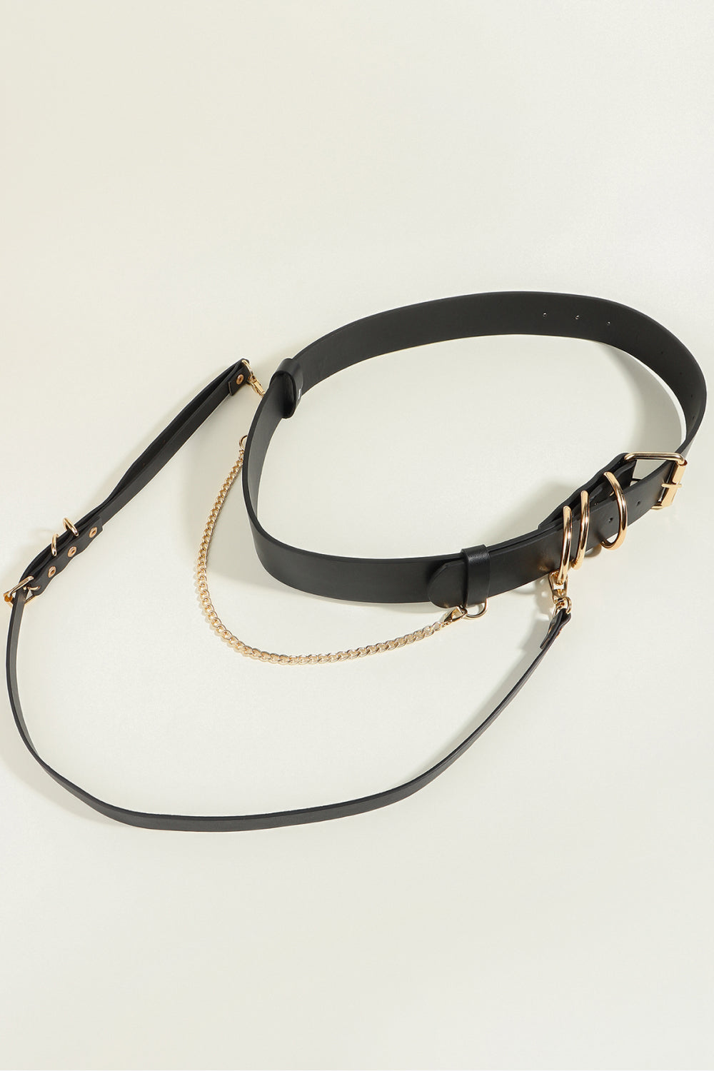 Punk PU Belt with Alloy Buckle | Black & Gold