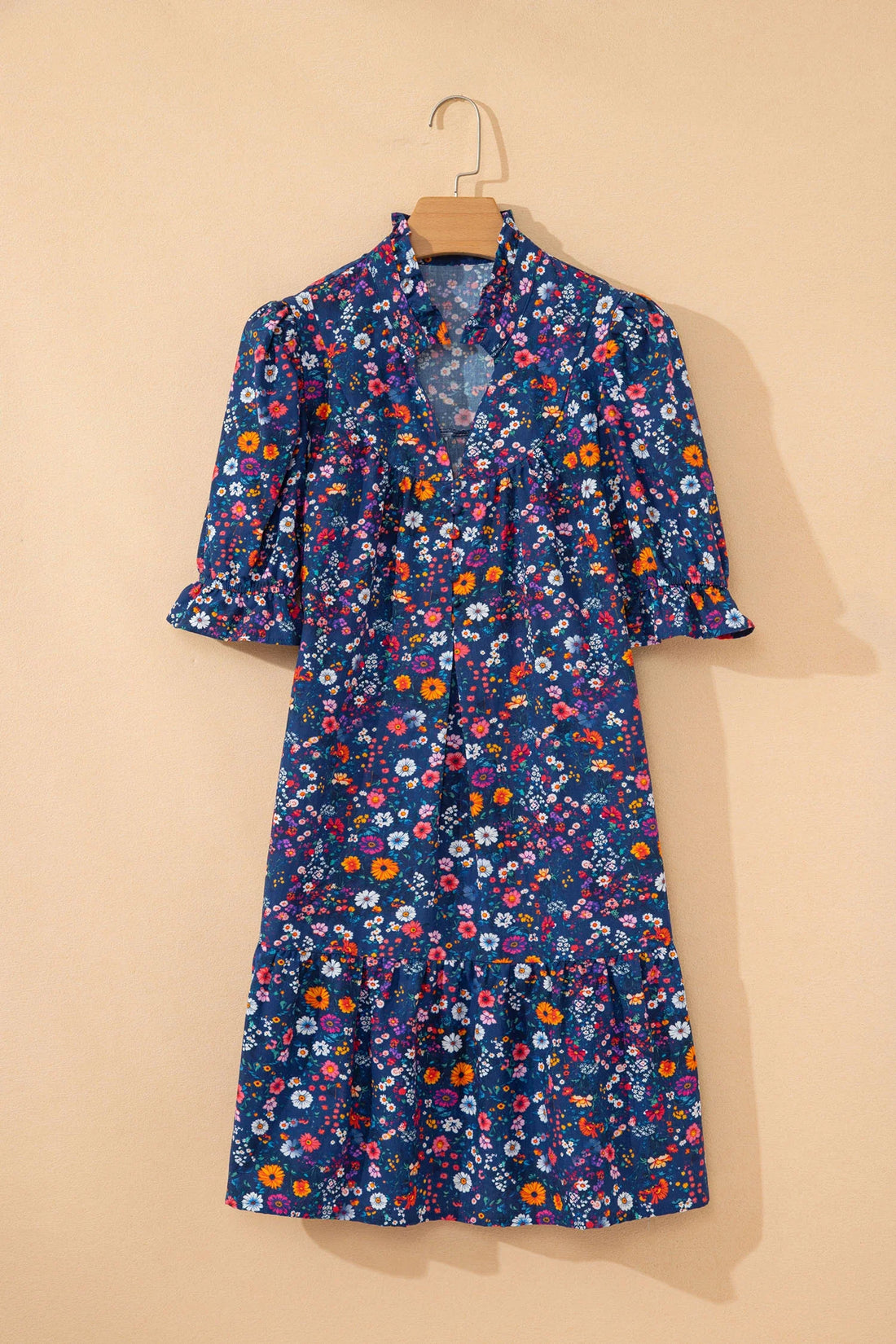 Women's Floral Mini Dress with Puff Sleeves