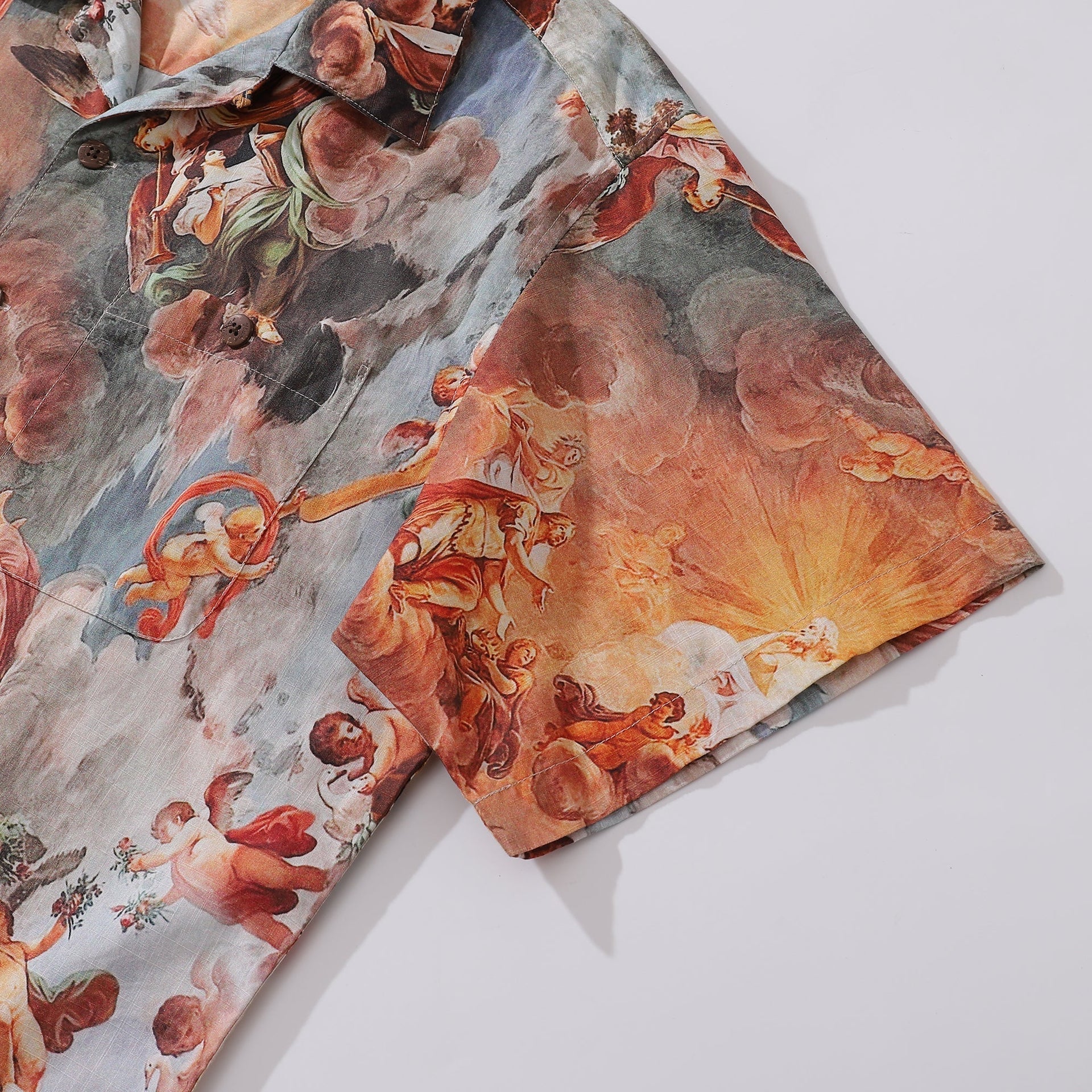 Renaissance Art Print Men’s Camp Collar Hawaiian Cotton Shirt