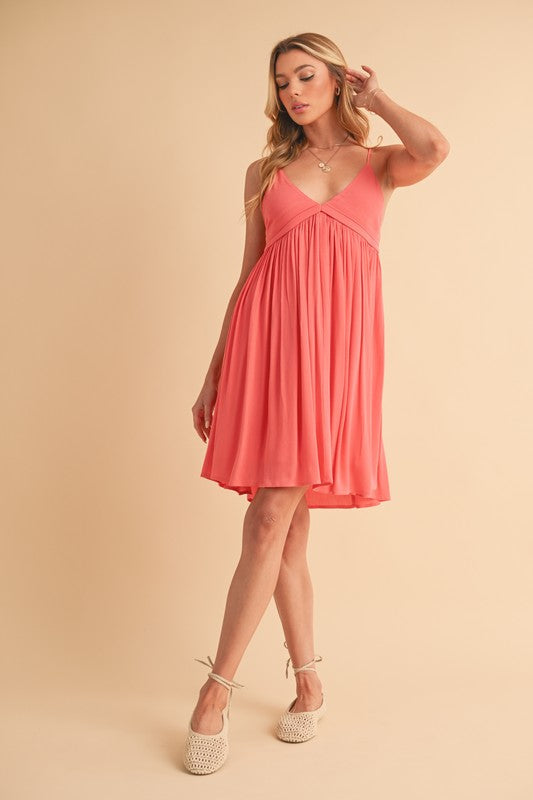 Ruched Plunge Mini Cami Dress for Women Sculpted Fit