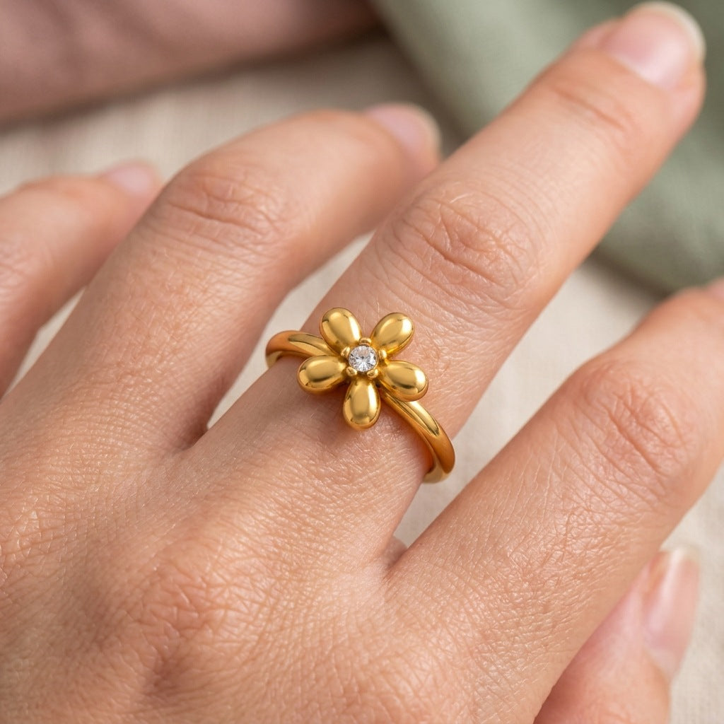 18K Gold-plated Stainless Steel Ring For Women