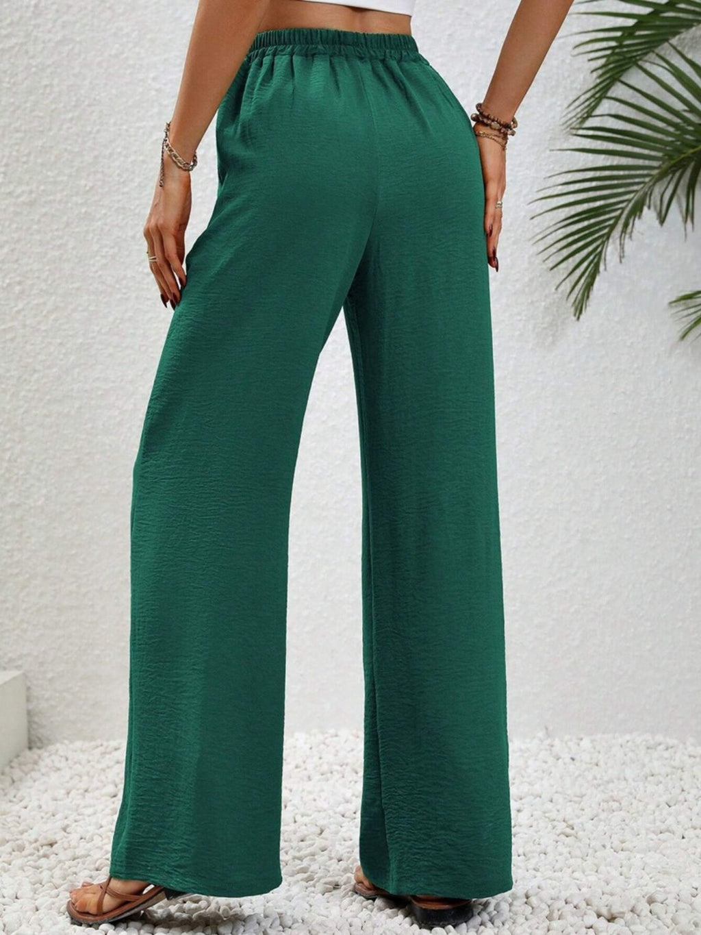 Women Wide Leg Drawstring Pants Lightweight Comfortable Trousers - Image 18