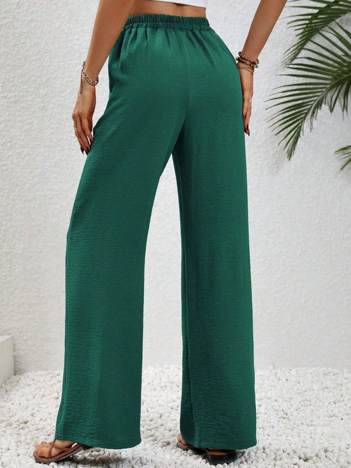 Women Wide Leg Drawstring Pants Lightweight Comfortable Trousers - Image 18