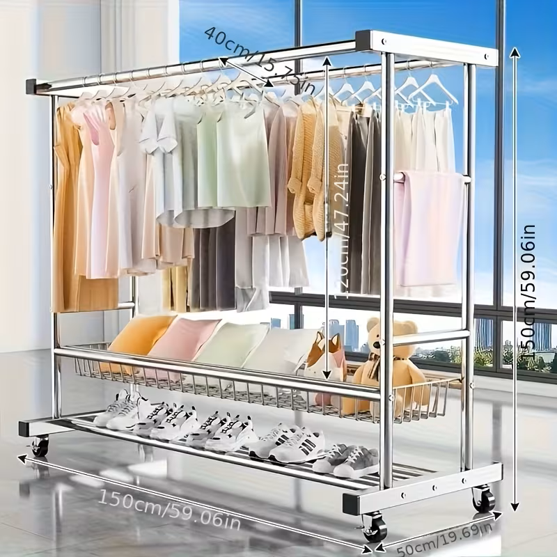 Heavy Duty Stainless Steel Rolling Laundry Drying Rack