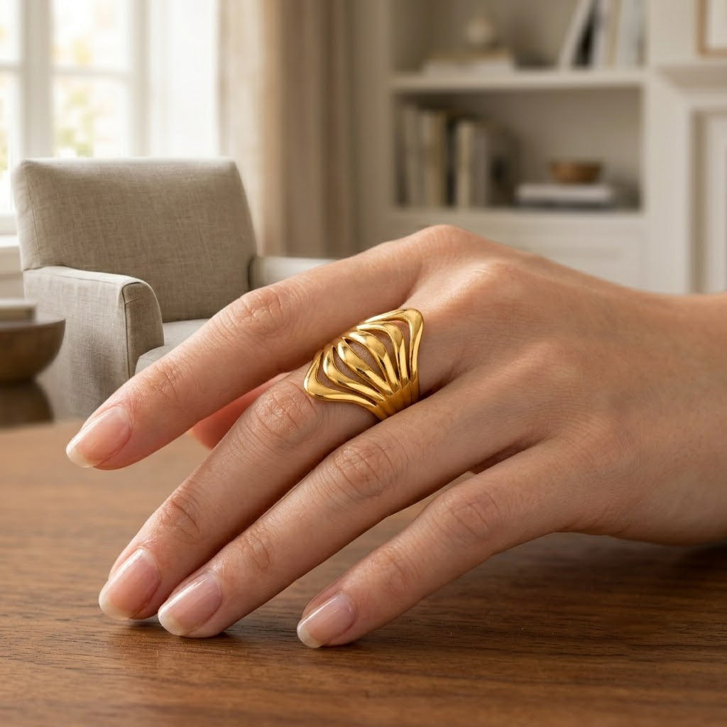 Stainless Steel Open Ring 18K Gold-plated