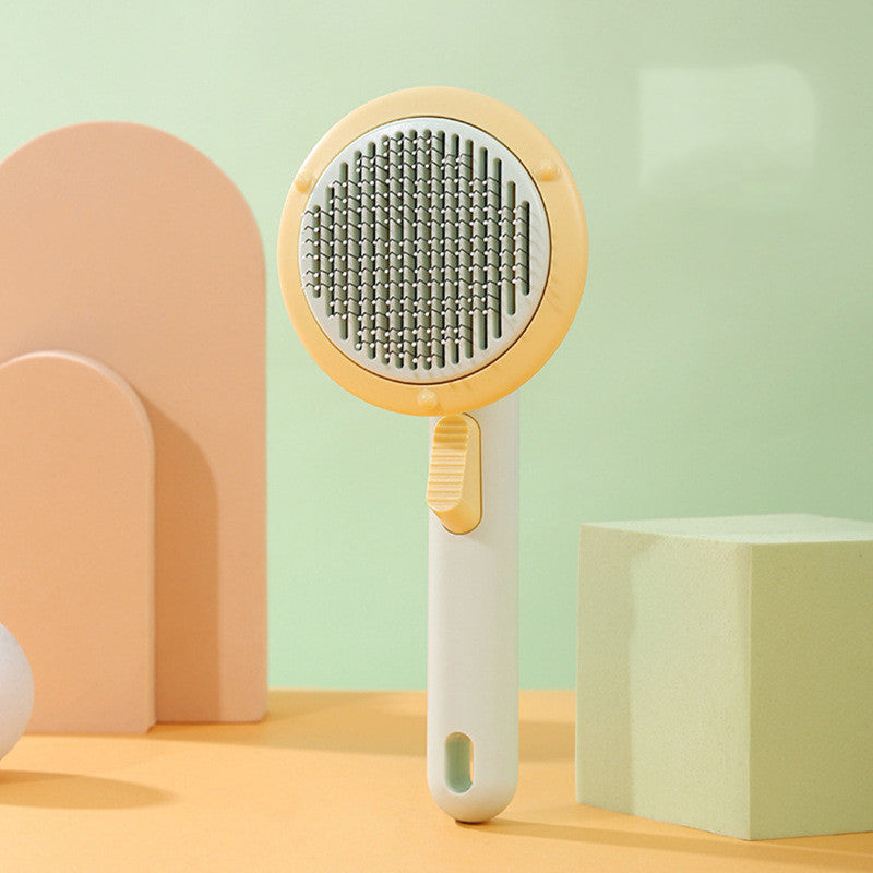 Modern Minimalist Self-Cleaning Pet Grooming Brush - 8-Inch Comb