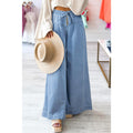 Beau Blue Mineral Wash Button Fly Waist Wide Leg Jeans