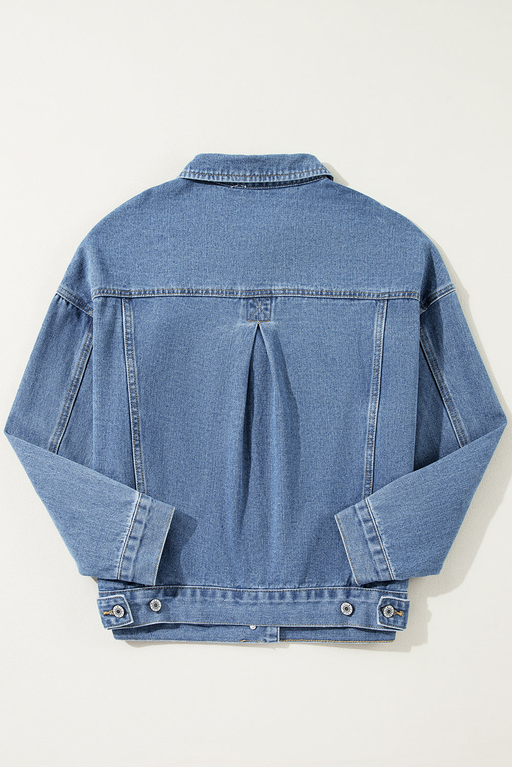 Blue Stripe Washed Oversized Pocketed Denim Jacket