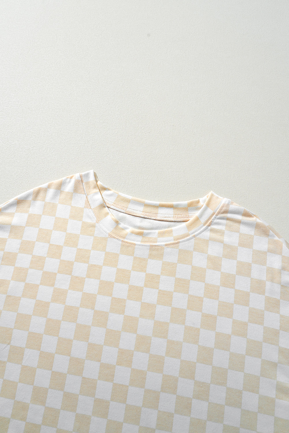 Women’s Checker Long Sleeve Lounge Set in Cream and Pale Yellow