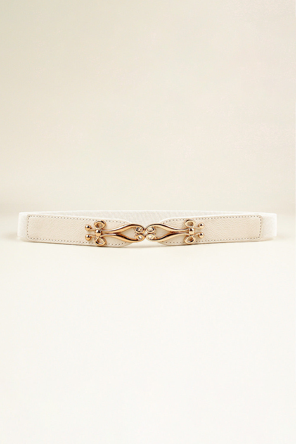 Alloy Buckle Elastic Belt | Durable PU in Navy & Gold