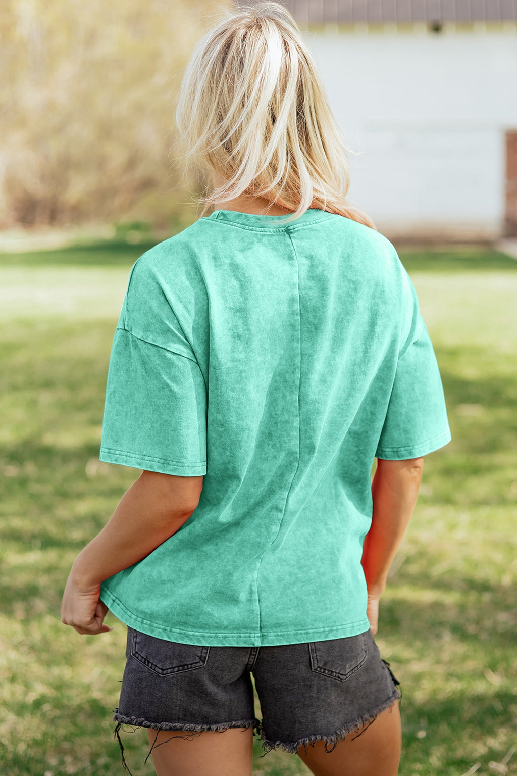 Itzel Mineral Washed Oversize Tee in Green