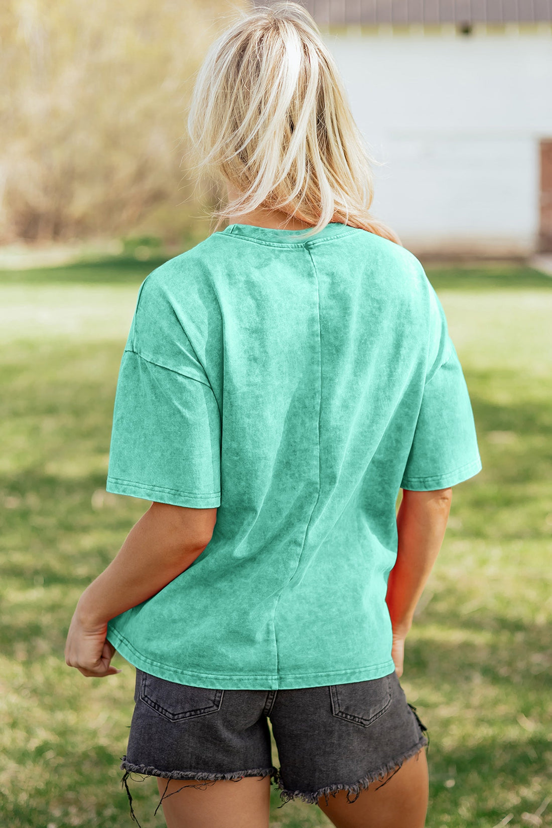 Itzel Mineral Washed Oversize Tee in Green