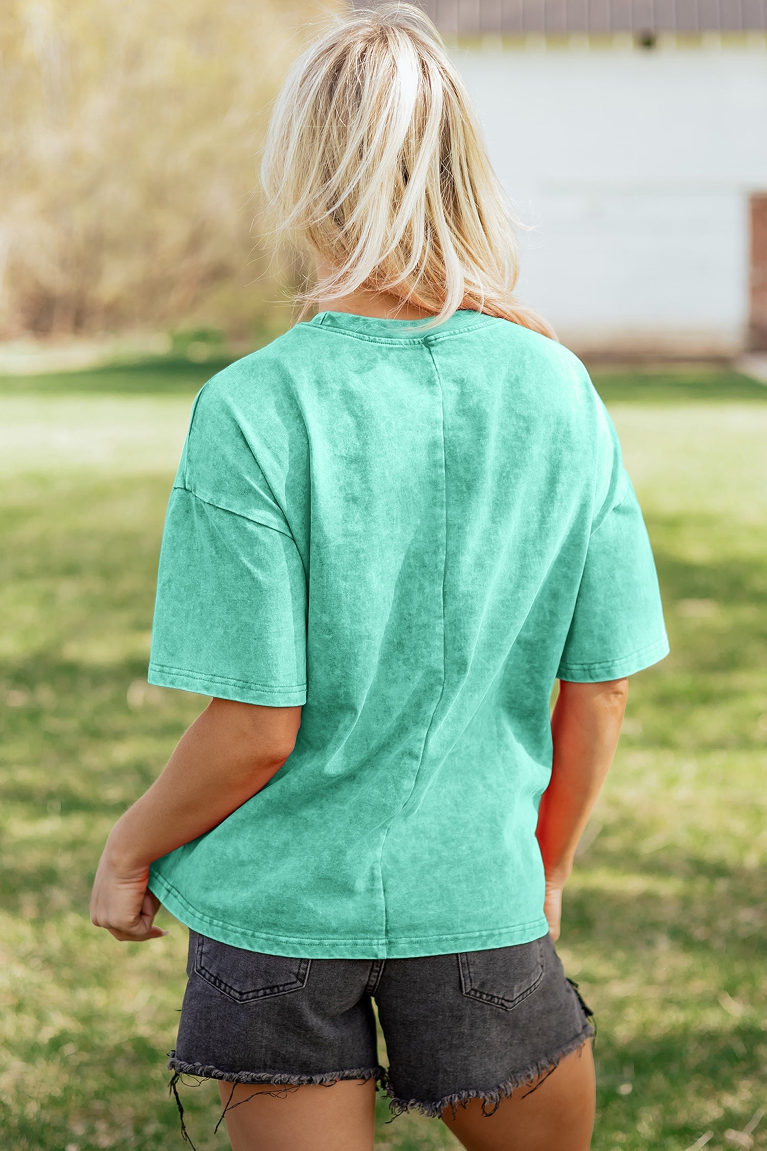 Itzel Mineral Washed Oversize Tee in Green