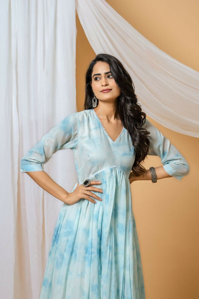 Blue Tie & Dye Kurta Pant Set for Women - Comfortable Cotton Co-ord