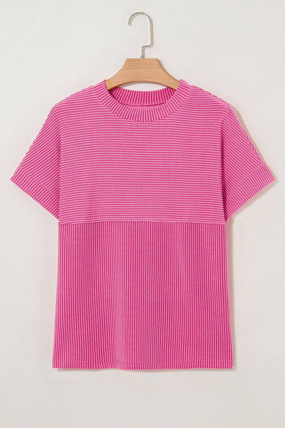 Corded Knit Mock Neck T-Shirt | Minimalist Short Sleeve Tee