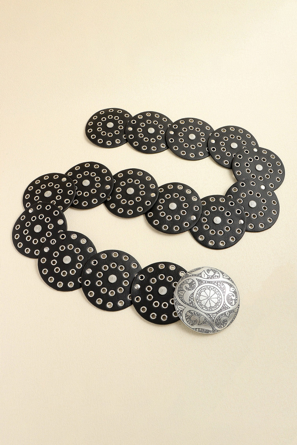 Vintage PU Leather Wide Belt for Women | Black & Silver