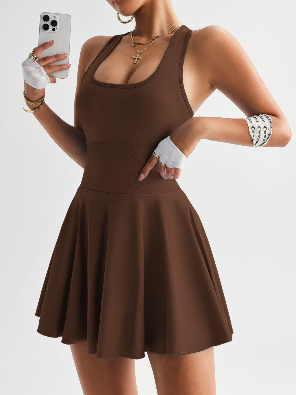 Women's High Waist Sleeveless Yoga Athletic Dress - Image 6