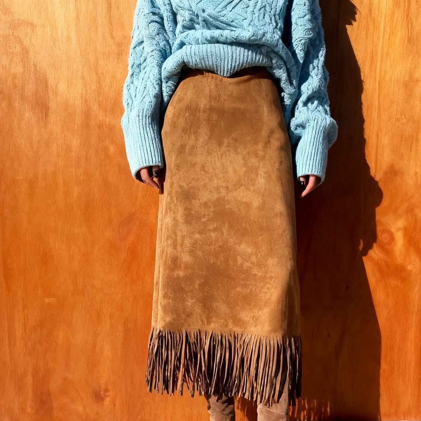 Women's Elegant Suede Straight Skirt Micro-Elastic Slim Fit