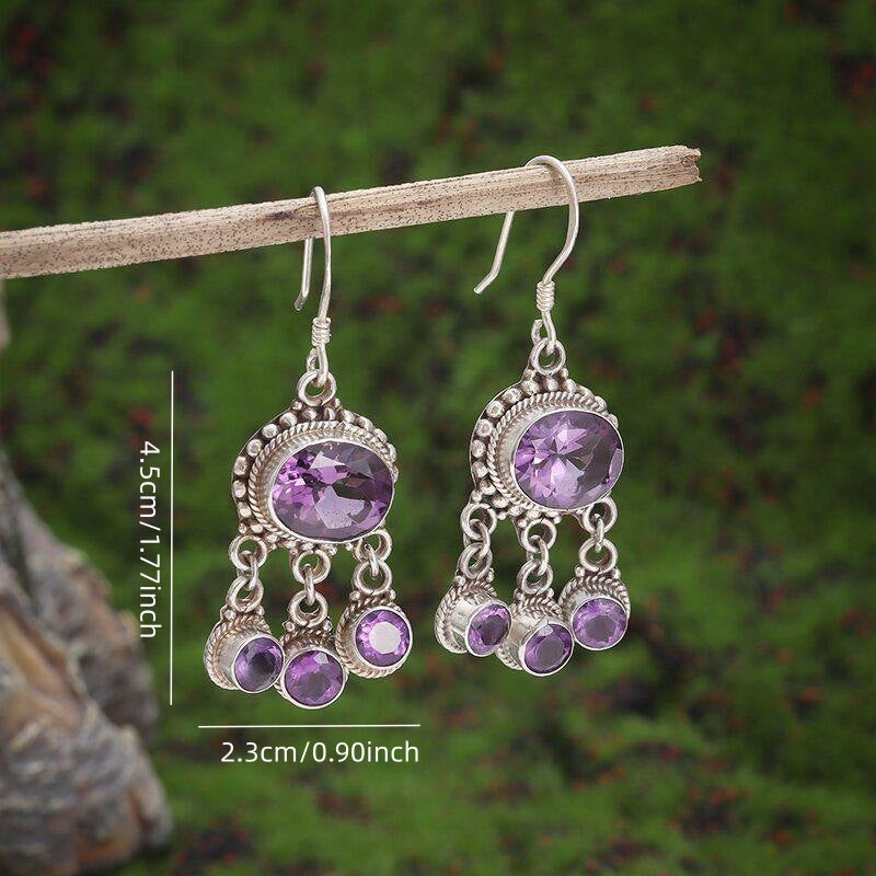 Purple Turquoise Earrings Ethnic Style Bohemian Flair Unique Personality