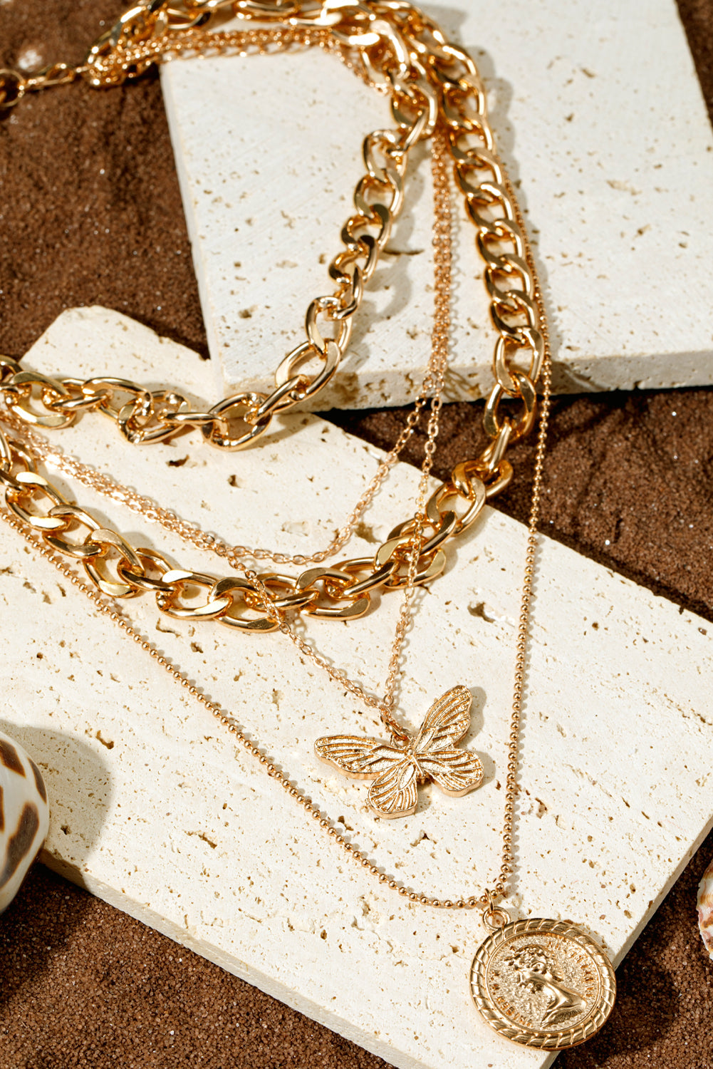 Amara Multilayer Butterfly Charm Necklace