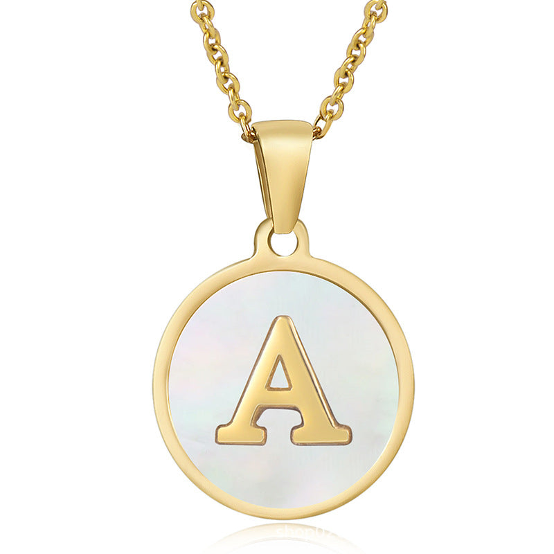 Natural Shell Initial Necklace in Gold Plating
