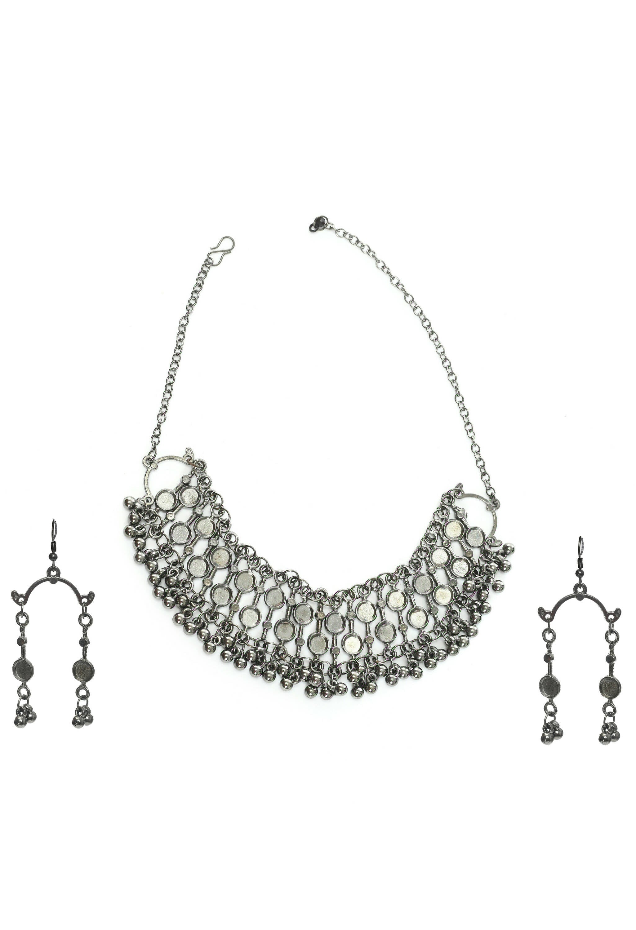 Edgy Black-Plated Brass Statement Choker Necklace