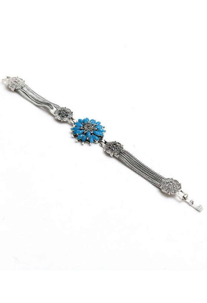 Oxidised alloy handcrafted bracelet with intricate artisan detailing