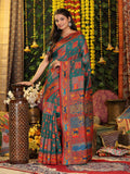 Shree Shyam Fashion Linen Cotton Rama Green Saree