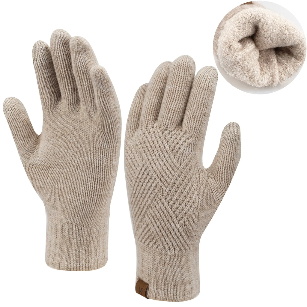 FZ FANTASTIC ZONE Women Winter Warm Knit Touchscreen Gloves Cold Weather with Thermal Fleece Lined
