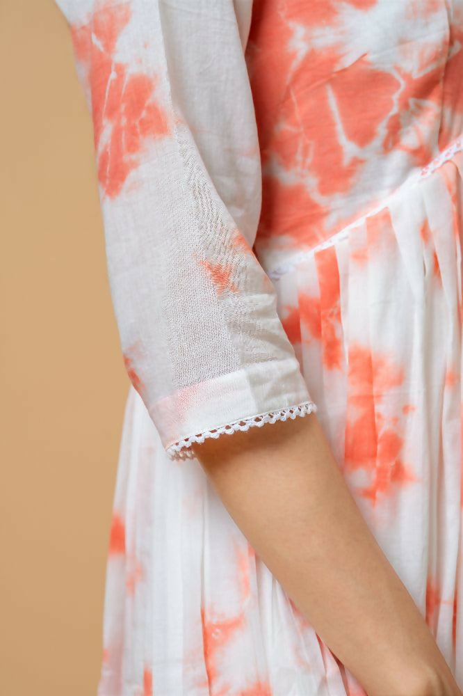 Peach Tie & Dye Kurta Pant Set - Comfortable Cotton Ethnic Wear
