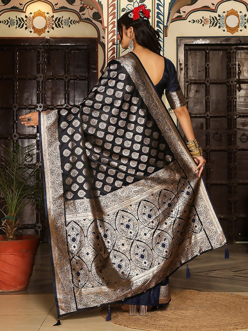 Shree Shyam Fashion Navy Blue Silk Saree