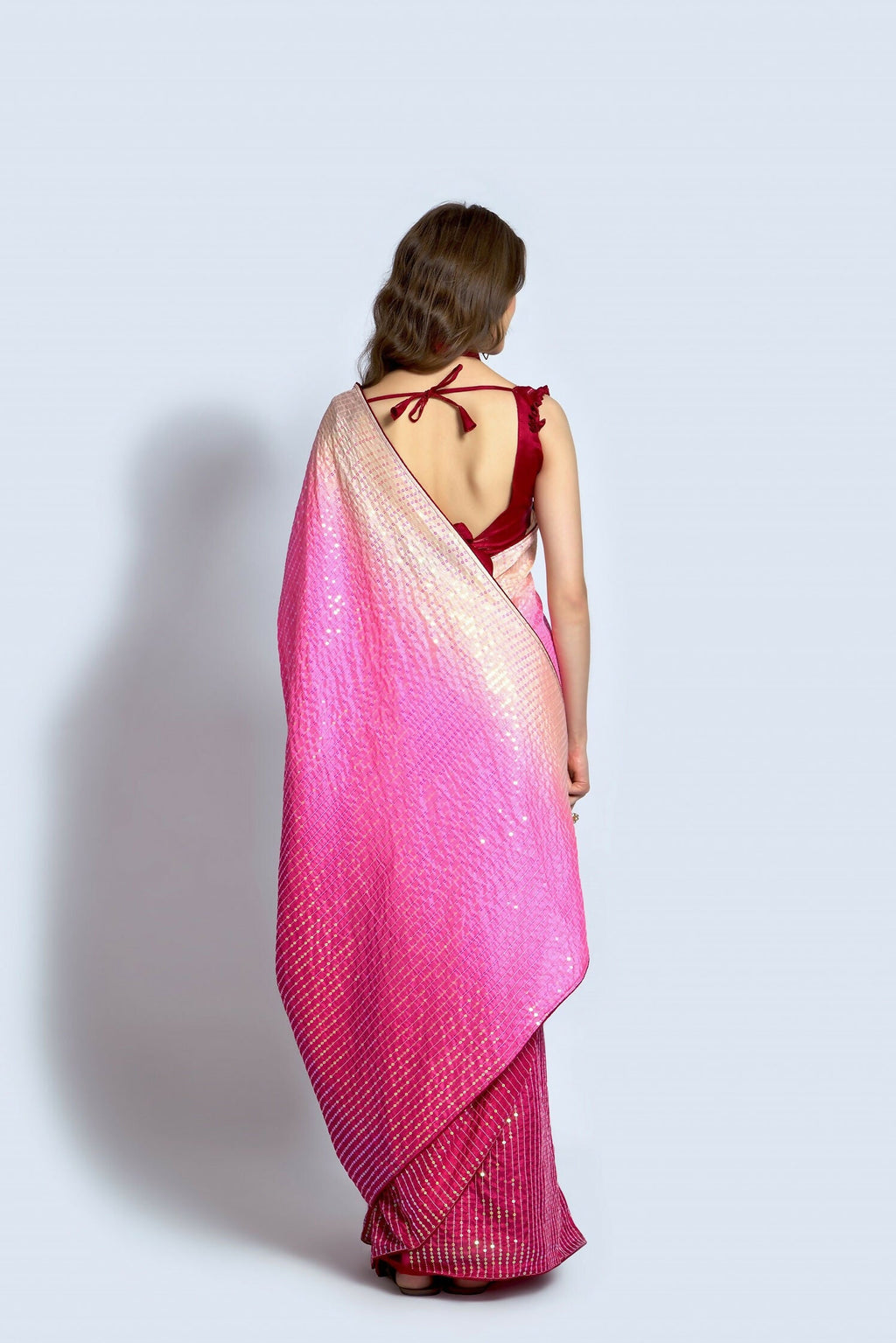 Pink Vichitra Silk Embroidered Party Wear Saree